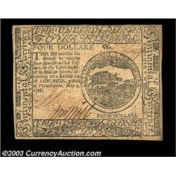 Continental Currency May 9, 1776 $4 Choice About New. Attractive and well margined.  Important notic