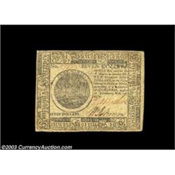 Continental Currency February 26, 1777 $7 Very Fine. Well signed and well margined.  Important notic