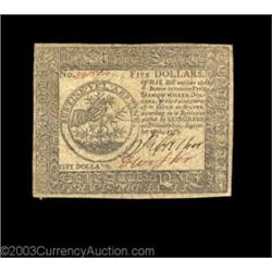 Continental Currency September 26, 1778 $5 Very Fine. The back is rather weakly printed, but the fac