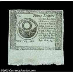 Continental Currency Blue Counterfeit Detector September 26, 1778 $30 Gem New. A bright, perfect exa