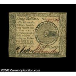 Continental Currency September 26, 1778 $60 Very Choice New. Only the final two issues of Continenta