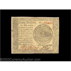 Continental Currency September 26, 1778 $60 About New. Beautifully margined, with bold signatures an