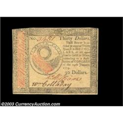 Continental Currency January 14, 1779 $30 Very Choice New. A near-Gem example with a beautifully cen