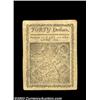 Image 2 : Continental Currency January 14, 1779 $40 Extremely Fine. A well signed, well margined, lightly circ