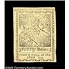 Image 2 : Continental Currency January 14, 1779 $50 Choice About New. Just a few tip folds away from the Choic