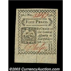 Connecticut October 11, 1777 5d Gem New. Printed on bright, clean, blue paper with a vibrant red sig