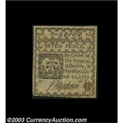 Connecticut October 11, 1777 7d Extremely Fine. Slit canceled but with a good overall appearance.  I