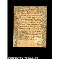 Connecticut July 1, 1780 2s6d Choice New. But for an inconspicuous slit cancel, this note from the f