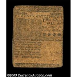 Delaware May 1, 1758 20s Choice Fine. Well circulated but problem free, with a strong Lion vignette