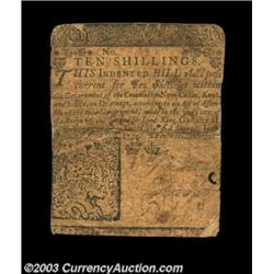 Delaware June 1, 1759 10s Fine. The corners are rounded, the note has a small hole and a few minor p