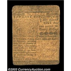 Delaware June 1, 1759 20s Fine. Heavily circulated but problem free. This issue was printed by Ben F