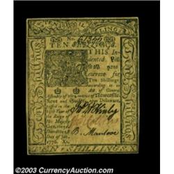 Delaware January 1, 1776 10s Very Choice New. A near-Gem example with small but even margins and goo