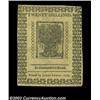 Image 2 : Delaware May 1, 1777 20s Choice About New. A very light horizontal center fold is all that separates