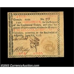 Georgia June 8, 1777 $5 About New. One of the highest-grade examples we've seen of this issue, the n