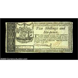 Georgia October 16, 1786 2s6d Choice Extremely Fine. This note from the final Georgia issue is boldl