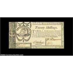 Georgia October 16, 1786 20s About New. A boldly signed example of this highest denomination note fr