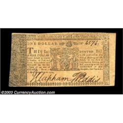 Maryland April 10, 1774 $1 About New. A very nice example of the issue. Seldom seen in this high a g