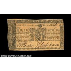 Maryland April 10, 1774 $1 Choice Extremely Fine. Well signed and problem-free, with a much larger p