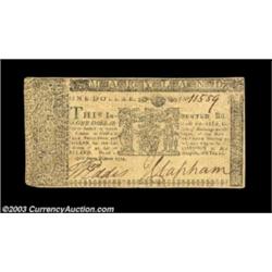 Maryland April 10, 1774 $1 Extremely Fine. higher grade than what is generally seen for this issue,