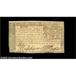Maryland April 10, 1774 $4 About New. A very nice example, with bold signatures. Elusive in this gra