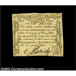 Massachusetts October 16, 1778 9d Choice About New. But for a few light corner folds, this Codfish n