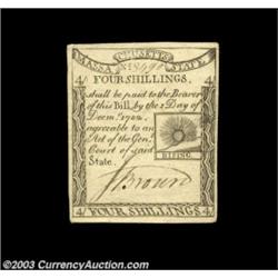 Massachusetts 1779 4s Choice New. A simply gorgeous Rising Sun note. It's extremely well printed on