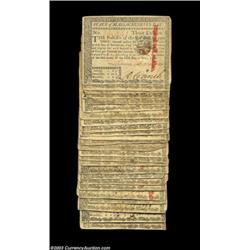 Original Group of Hole-Cancelled Massachusetts $3 Guaranteed Notes. Although not bound together, it