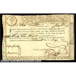 Massachusetts 1779 Advance Pay to Officers Six Percent Treasury Certificate. A nice Nathaniel Hurd-e