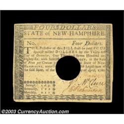 New Hampshire April 29 1780 $4 Extremely Fine. A fully signed well centered example. But for the usu