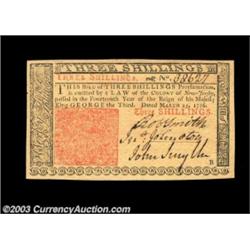 New Jersey March 25, 1776 3s Gem New. A lovely note with generous, even margins on all four sides, s
