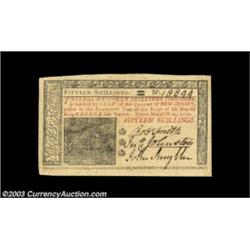 New Jersey March 25, 1776 15s Superb Gem New. Broad, even margins, excellent printing quality, stron