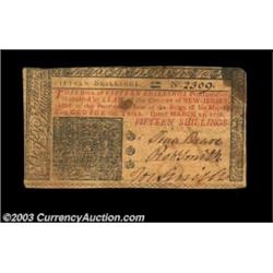 New Jersey March 25, 1776 15s Very Fine. There is a stain at the upper right.  Important notice: Her