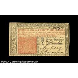 New Jersey March 25, 1776 30s Choice New. A well margined, boldly signed example of this always-popu