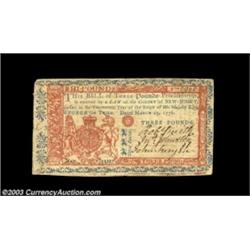 New Jersey March 25, 1776 L3 Extremely Fine. A lightly circulated example of this New Jersey Tricolo