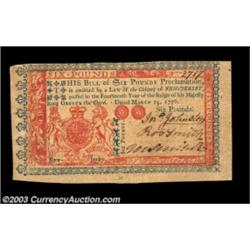 New Jersey March 25, 1776 L6 Choice About New. Three huge margins, strong signatures and bright colo
