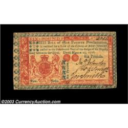 New Jersey March 25, 1776 L6 Extremely Fine. Bold red and blue colors remain at their full brightnes