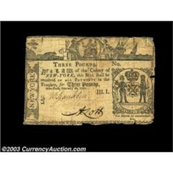 New York February 16, 1771 L3 Fine. There are some tape repairs of the edges, but the note is basica