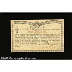 New York January 6, 1776 4s Choice New. A nice Water Works note. The original embossing can be seen