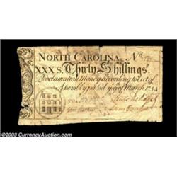North Carolina March 9, 1754 30s Very Fine. There are some minor edge problems and a small central h