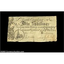 North Carolina March 9, 1754 40s Choice Very Fine. There is no paper loss whatever, and only a few m