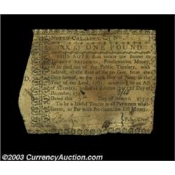North Carolina December 22, 1758 20s Very Fine. This is an extreme rarity, particularly so in relati