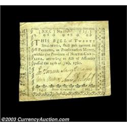 North Carolina July 14, 1760 20s Extremely Fine. An absolutely problem-free example of a rare and im