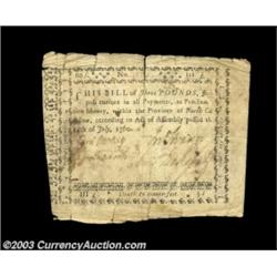 North Carolina July 14, 1760 L3 Very Fine. There are a number of short edge splits and one longer sp