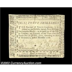 North Carolina December 1768 40s Extremely Fine. There is a single closed split, but no other proble