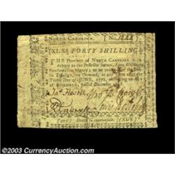North Carolina December 1768 40s Extremely Fine. A problem-free example with good margins, bold sign