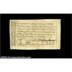 North Carolina December 1771 30s Choice Extremely Fine. Hugely margined, with bold signatures and to