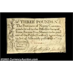 North Carolina December 1771 L3 Very Fine, Damaged. The previously missing upper-right corner has be