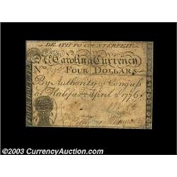 North Carolina April 2, 1776 $4 Very Fine. The variety with the Sheath of Wheat vignette. The note h