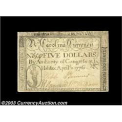 North Carolina April 2, 1776 $5 Extremely Fine. A second nice example of this popular triton note.