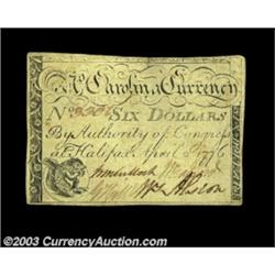 North Carolina April 2, 1776 $6 About New. A beautifully margined, well printed, boldly signed examp